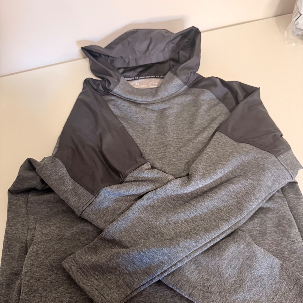 Under Armour ColdGear Womens Gray Heathered Pullover Hoodie Medium Loose Fit